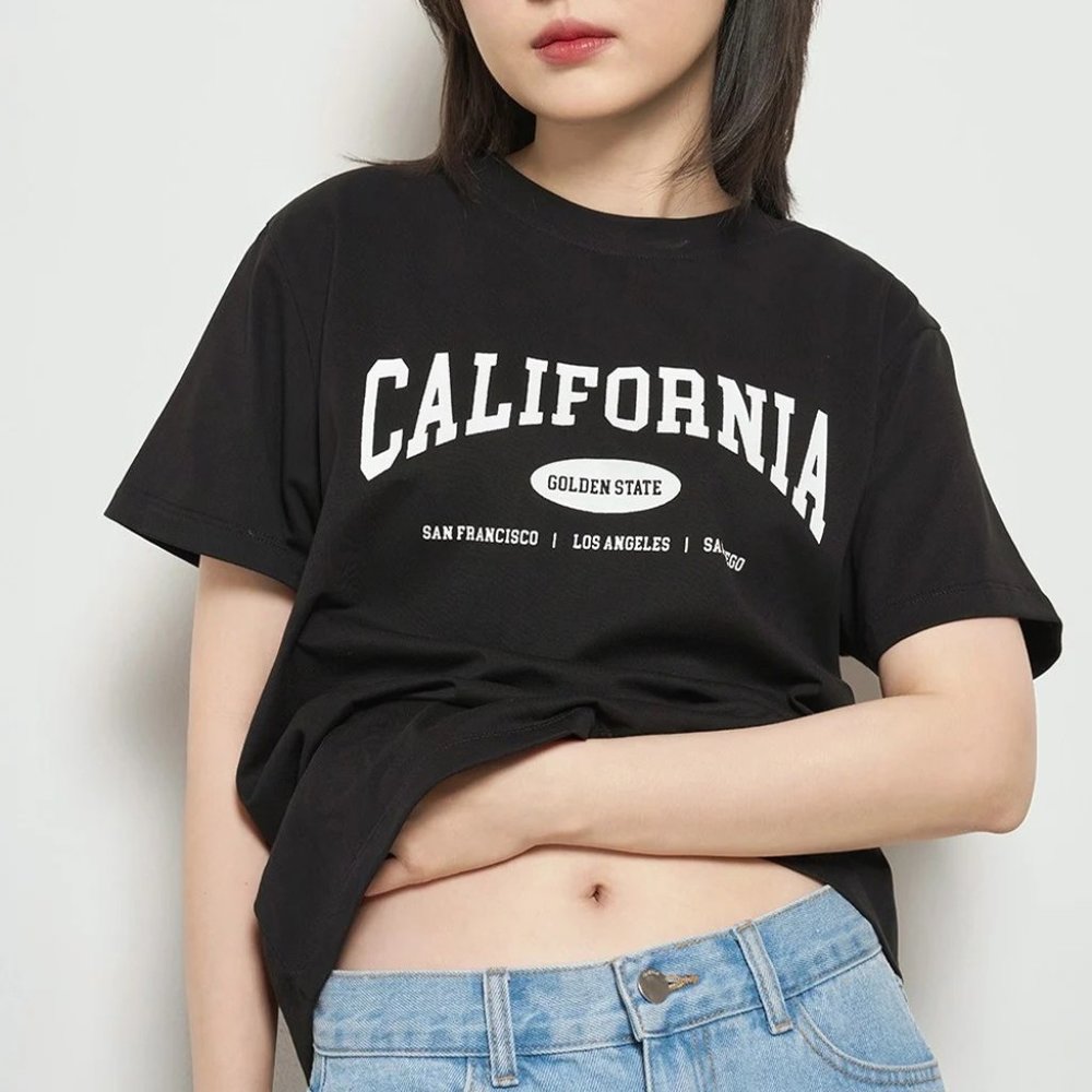 California Print T-Shirt Black T0723